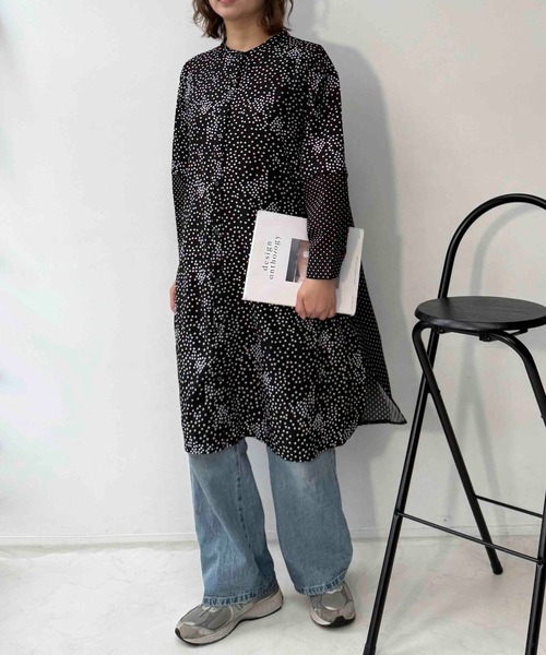 AS KNOW AS plus（アズノゥアズプラス）の「○異素材切り替え フェイクレイヤード シャツワンピース（シャツワンピース・レディース・ブラック系/ブルー系/グリーン系・FREE）」の7枚目の写真