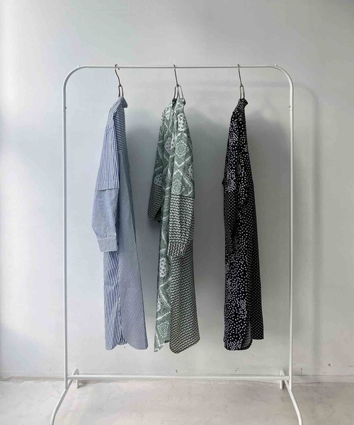 AS KNOW AS plus（アズノゥアズプラス）の「○異素材切り替え フェイクレイヤード シャツワンピース（シャツワンピース・レディース・ブラック系/ブルー系/グリーン系・FREE）」の18枚目の写真