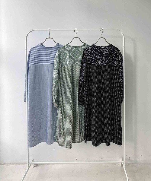 AS KNOW AS plus（アズノゥアズプラス）の「○異素材切り替え フェイクレイヤード シャツワンピース（シャツワンピース・レディース・ブラック系/ブルー系/グリーン系・FREE）」の17枚目の写真