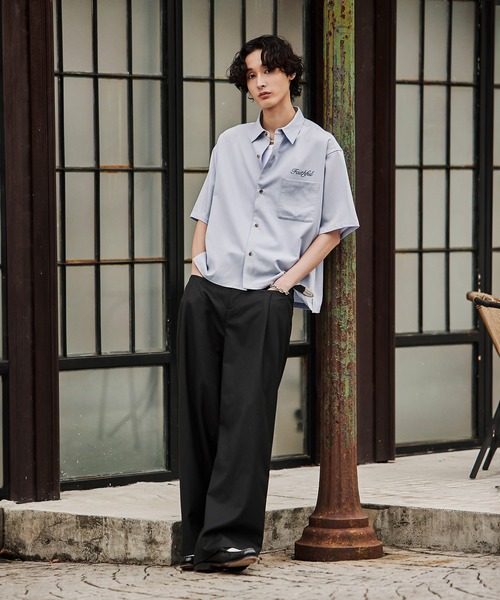 Bleme（ブレム）の「刺繍ロゴ ストライプ半袖シャツ（シャツ/ブラウス・メンズ・ライトブルー/オフホワイト/ネイビー・S/M/L/XL）」の20枚目の写真