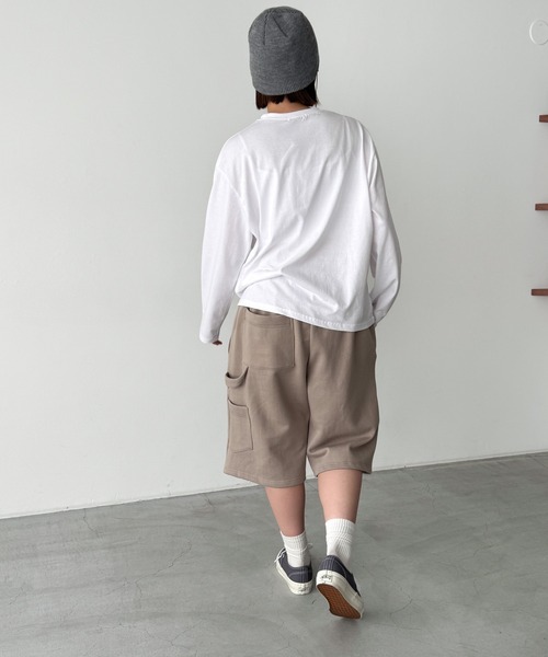 CANAL JEAN（キャナルジーン）の「choice_cnl　スウェットワークハーフパンツ（その他パンツ・レディース・ベージュ/ブラック・ONE SIZE）」の4枚目の写真