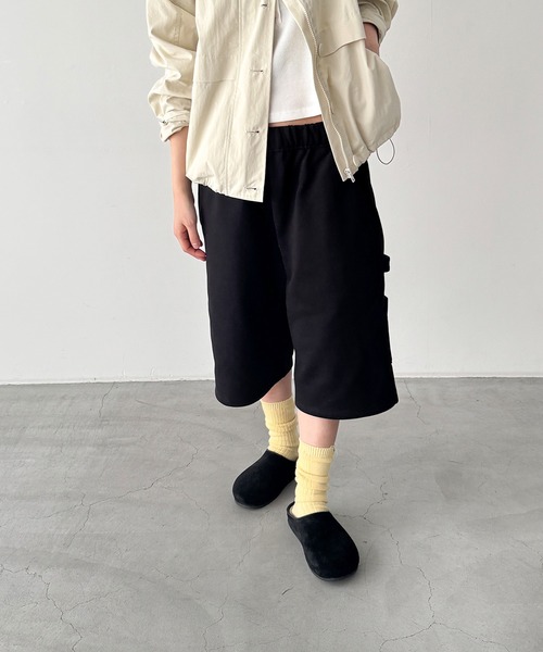 CANAL JEAN（キャナルジーン）の「choice_cnl　スウェットワークハーフパンツ（その他パンツ・レディース・ベージュ/ブラック・ONE SIZE）」の6枚目の写真