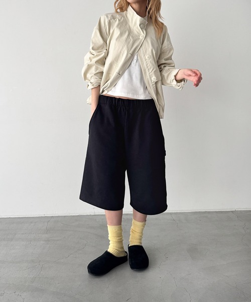 CANAL JEAN（キャナルジーン）の「choice_cnl　スウェットワークハーフパンツ（その他パンツ・レディース・ベージュ/ブラック・ONE SIZE）」の8枚目の写真