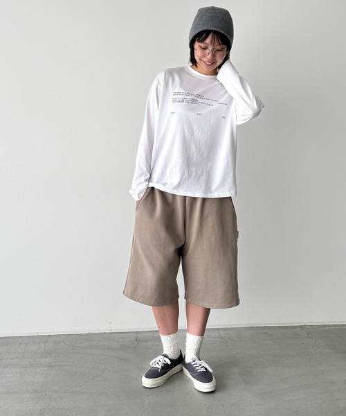 CANAL JEAN（キャナルジーン）の「choice_cnl　スウェットワークハーフパンツ（その他パンツ・レディース・ベージュ/ブラック・ONE SIZE）」の16枚目の写真