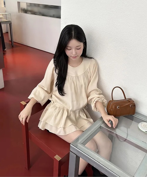 Girly Doll(ガーリードール)の「ティアードフリルブラウス(シャツ/ブラウス・レディース・ベージュ/ブラック・FREE)」の5枚目の写真