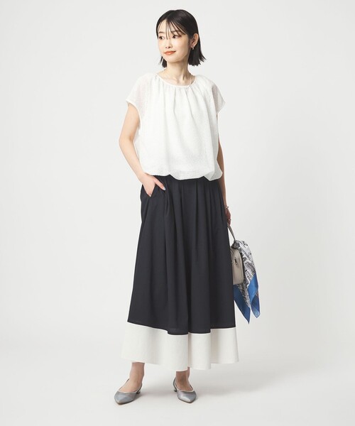 green label relaxing（グリーンレーベルリラクシング）の「Breeze Cool タック スカート マシンウォッシャブル 通気性 UVカット（スカート・レディース・ダークグレー/ホワイト/ネイビー・36/38）」の14枚目の写真