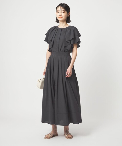 green label relaxing（グリーンレーベルリラクシング）の「Breeze Cool タック スカート マシンウォッシャブル 通気性 UVカット（スカート・レディース・ダークグレー/ホワイト/ネイビー・36/38）」の11枚目の写真