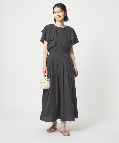 green label relaxing（グリーンレーベルリラクシング）の「Breeze Cool タック スカート マシンウォッシャブル 通気性 UVカット（スカート・レディース・ダークグレー/ホワイト/ネイビー・36/38）」の10枚目の写真