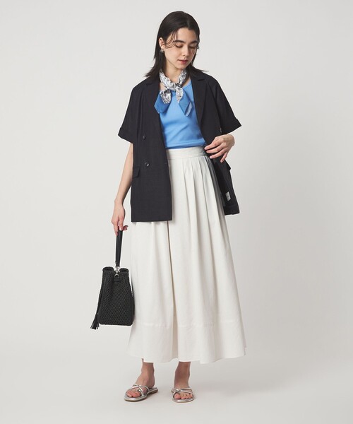 green label relaxing（グリーンレーベルリラクシング）の「Breeze Cool タック スカート マシンウォッシャブル 通気性 UVカット（スカート・レディース・ダークグレー/ホワイト/ネイビー・36/38）」の4枚目の写真