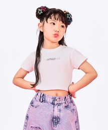 ANAP kids | *メタルシルバーエンジェルロゴリブトップス(Tシャツ/カットソー)