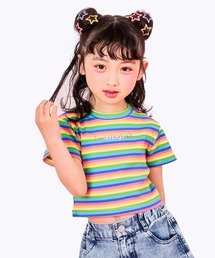 ANAP kids（アナップキッズ）の「メタルシルバー エンジェルロゴ リブ トップス（Tシャツ/カットソー）」