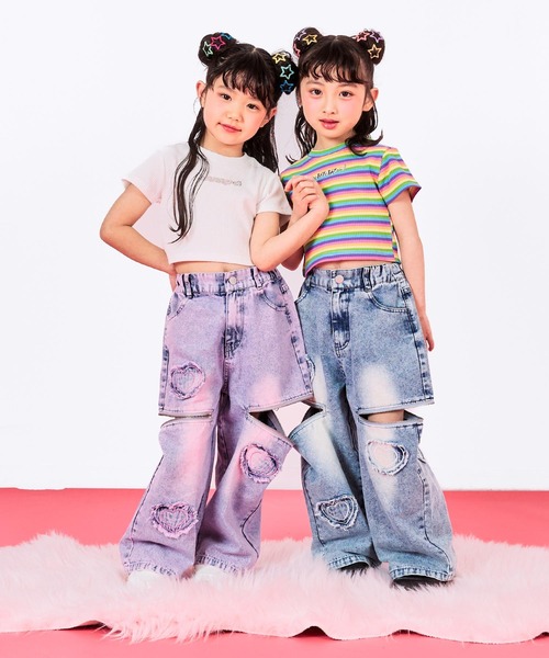 ANAP kids（アナップキッズ）の「*メタルシルバーエンジェルロゴリブトップス（Tシャツ/カットソー・キッズ・ホワイト/ブラック/ホワイト×ブラック/マルチ・120/110/130）」の6枚目の写真