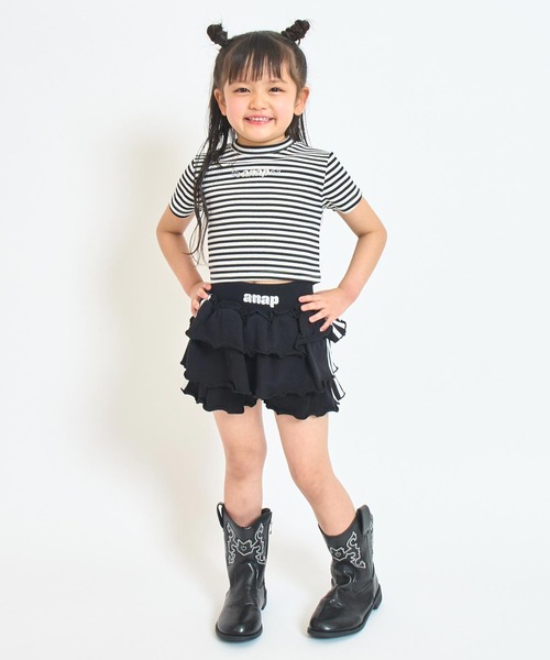 ANAP kids（アナップキッズ）の「*メタルシルバーエンジェルロゴリブトップス（Tシャツ/カットソー・キッズ・ホワイト/ブラック/ホワイト×ブラック/マルチ・120/110/130）」の20枚目の写真