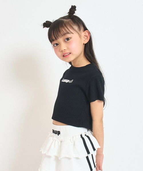 ANAP kids（アナップキッズ）の「*メタルシルバーエンジェルロゴリブトップス（Tシャツ/カットソー・キッズ・ホワイト/ブラック/ホワイト×ブラック/マルチ・120/110/130）」の21枚目の写真