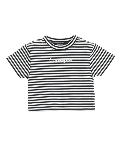 ANAP kids（アナップキッズ）の「*メタルシルバーエンジェルロゴリブトップス（Tシャツ/カットソー・キッズ・ホワイト/ブラック/ホワイト×ブラック/マルチ・120/110/130）」の17枚目の写真