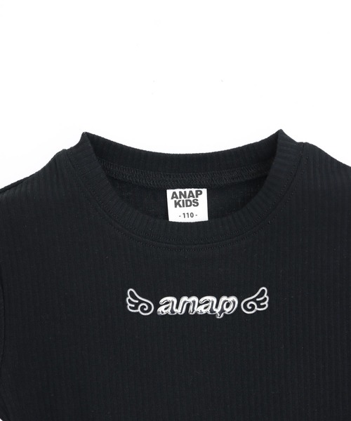 ANAP kids（アナップキッズ）の「*メタルシルバーエンジェルロゴリブトップス（Tシャツ/カットソー・キッズ・ホワイト/ブラック/ホワイト×ブラック/マルチ・120/110/130）」の11枚目の写真