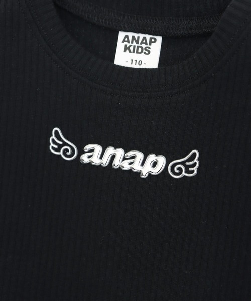 ANAP kids（アナップキッズ）の「*メタルシルバーエンジェルロゴリブトップス（Tシャツ/カットソー・キッズ・ホワイト/ブラック/ホワイト×ブラック/マルチ・120/110/130）」の12枚目の写真