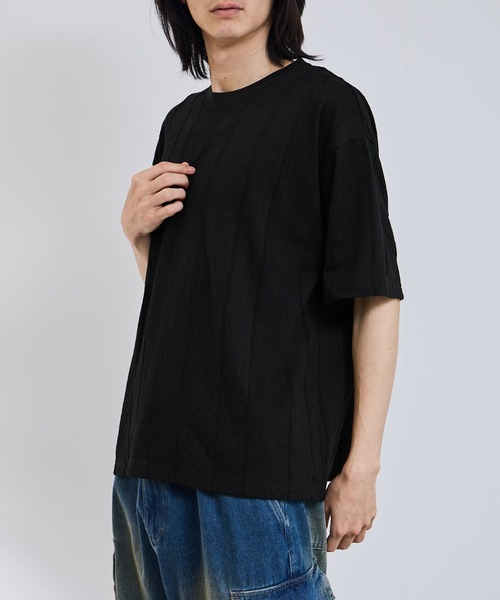 URBAN COLLECTION（アーバンコレクション）の「【URBANCOLLECTION/アーバンコレクション】ローゲージ ジャガード ストライプ ボックスシルエット クルーネック 半袖Tシャツ（Tシャツ/カットソー・メンズ・ブラック/グリーン/ホワイト・XL/L/M/S）」の9枚目の写真