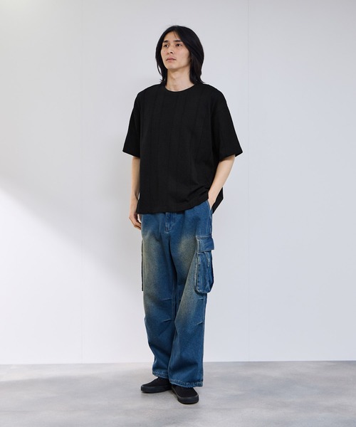 URBAN COLLECTION（アーバンコレクション）の「【URBANCOLLECTION/アーバンコレクション】ローゲージ ジャガード ストライプ ボックスシルエット クルーネック 半袖Tシャツ（Tシャツ/カットソー・メンズ・ブラック/グリーン/ホワイト・XL/L/M/S）」の10枚目の写真