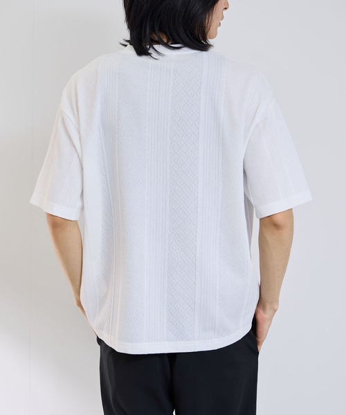 URBAN COLLECTION（アーバンコレクション）の「【URBANCOLLECTION/アーバンコレクション】ローゲージ ジャガード ストライプ ボックスシルエット クルーネック 半袖Tシャツ（Tシャツ/カットソー・メンズ・ブラック/グリーン/ホワイト・XL/L/M/S）」の12枚目の写真