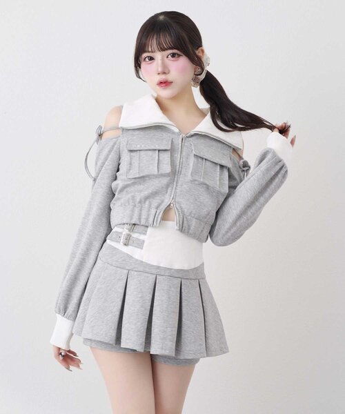 【Belle Charme】Logo Pocket Rib Blouson Belle Charme】Logo Pocket Rib Blouson（Tシャツ/カットソー）｜OLIVE