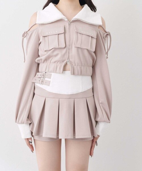OLIVE des OLIVE(オリーブデオリーブ)の「【Belle Charme】Logo Pocket Rib Blouson(Tシャツ/カットソー・レディース・ブラック/ピンクベージュ/トップグレー・FREE)」の4枚目の写真
