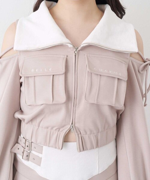 OLIVE des OLIVE(オリーブデオリーブ)の「【Belle Charme】Logo Pocket Rib Blouson(Tシャツ/カットソー・レディース・ブラック/ピンクベージュ/トップグレー・FREE)」の7枚目の写真