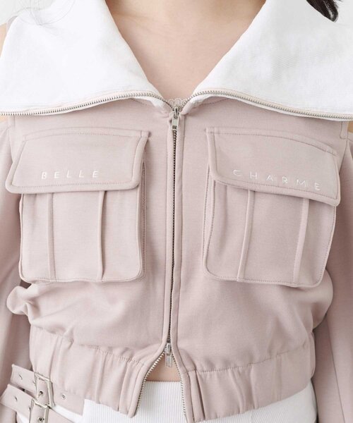 OLIVE des OLIVE(オリーブデオリーブ)の「【Belle Charme】Logo Pocket Rib Blouson(Tシャツ/カットソー・レディース・ブラック/ピンクベージュ/トップグレー・FREE)」の8枚目の写真