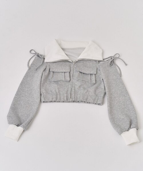 OLIVE des OLIVE(オリーブデオリーブ)の「【Belle Charme】Logo Pocket Rib Blouson(Tシャツ/カットソー・レディース・ブラック/ピンクベージュ/トップグレー・FREE)」の18枚目の写真
