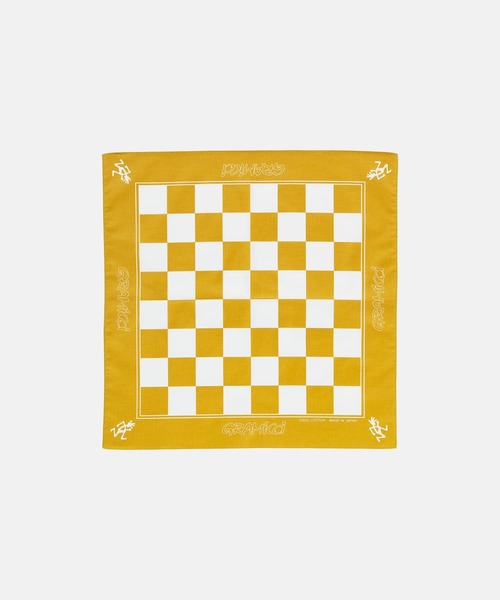 Gramicci（グラミチ）の「CHECKERS BANDANA｜チェッカーズバンダナ（バンダナ/スカーフ・メンズ・イエロー/ライム・FREE）」の2枚目の写真
