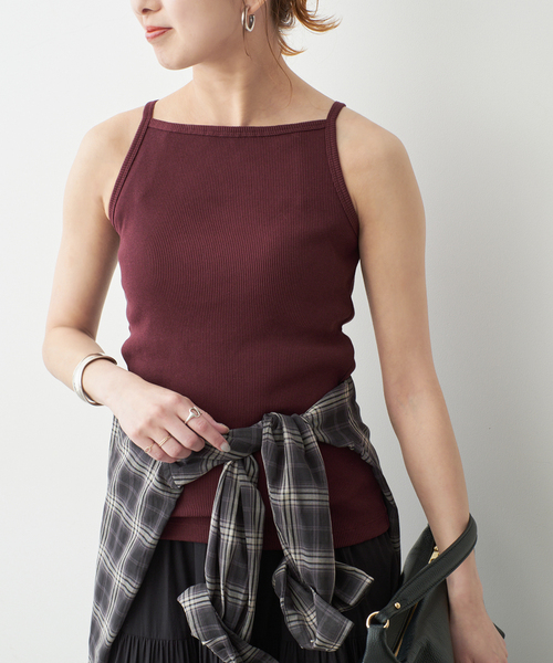 Spick & Span(スピックアンドスパン)の「カップ付きT/Cボートネックキャミ(キャミソール・レディース・ブラック/アイボリー/ブラウン系その他・36/38)」の6枚目の写真