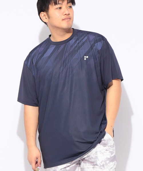 EXCELLENT FINE(エクセレント ファイン)の「Tシャツ 半袖 グラデーション メンズ 大きいサイズ ドライ ストレッチ クルーネック カットソー EXCELLENT FINE (エクセレントファイン)(Tシャツ/カットソー・メンズ・ネイビー/ホワイト/ブラック・X1(3L~4L)/X2(4L~5L)/X3(6L~7L))」の3枚目の写真