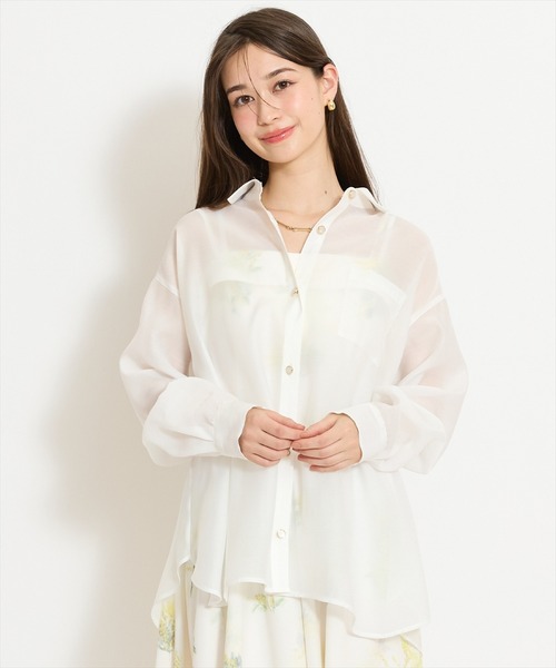 WILLSELECTION（ウィルセレクション）の「エアリーシアーシャツ（シャツ/ブラウス・レディース・ピンク/オフホワイト/ライトグレー・FREE）」の2枚目の写真