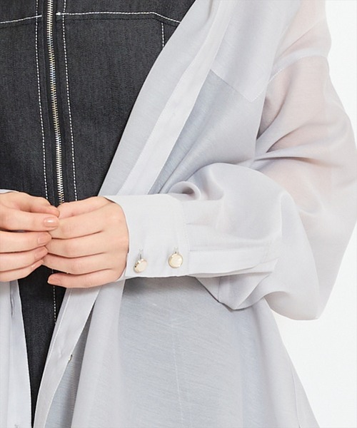 WILLSELECTION（ウィルセレクション）の「エアリーシアーシャツ（シャツ/ブラウス・レディース・ピンク/オフホワイト/ライトグレー・FREE）」の5枚目の写真