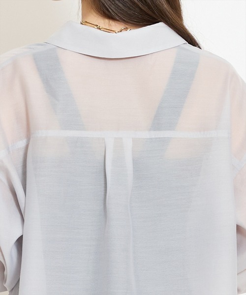 WILLSELECTION（ウィルセレクション）の「エアリーシアーシャツ（シャツ/ブラウス・レディース・ピンク/オフホワイト/ライトグレー・FREE）」の6枚目の写真