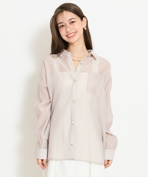 WILLSELECTION（ウィルセレクション）の「エアリーシアーシャツ（シャツ/ブラウス・レディース・ピンク/オフホワイト/ライトグレー・FREE）」の9枚目の写真