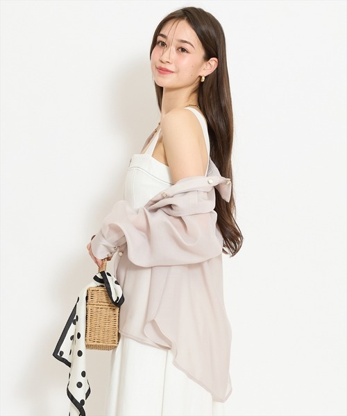 WILLSELECTION（ウィルセレクション）の「エアリーシアーシャツ（シャツ/ブラウス・レディース・ピンク/オフホワイト/ライトグレー・FREE）」の12枚目の写真