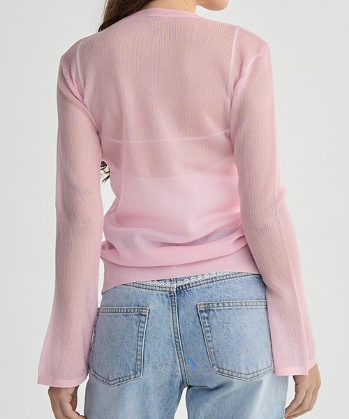 BIRTHDAY BASH(バースデイバッシュ)の「SHEER CREW NECK CARDIGAN(カーディガン/ボレロ・レディース・ホワイト/ピンク/グレー・FREE)」の6枚目の写真