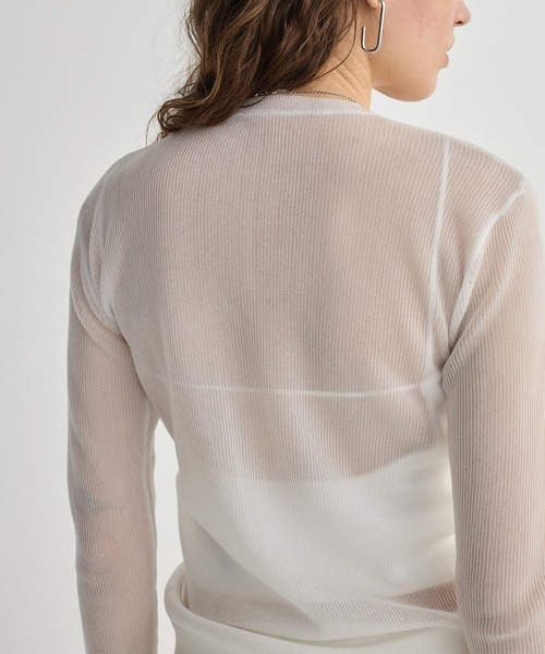 BIRTHDAY BASH(バースデイバッシュ)の「SHEER CREW NECK CARDIGAN(カーディガン/ボレロ・レディース・ホワイト/ピンク/グレー・FREE)」の9枚目の写真