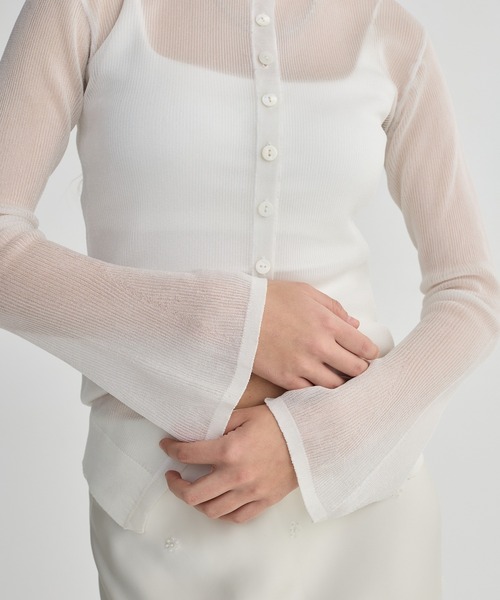 BIRTHDAY BASH(バースデイバッシュ)の「SHEER CREW NECK CARDIGAN(カーディガン/ボレロ・レディース・ホワイト/ピンク/グレー・FREE)」の7枚目の写真