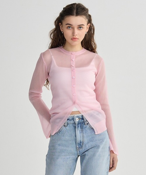 BIRTHDAY BASH(バースデイバッシュ)の「SHEER CREW NECK CARDIGAN(カーディガン/ボレロ・レディース・ホワイト/ピンク/グレー・FREE)」の10枚目の写真