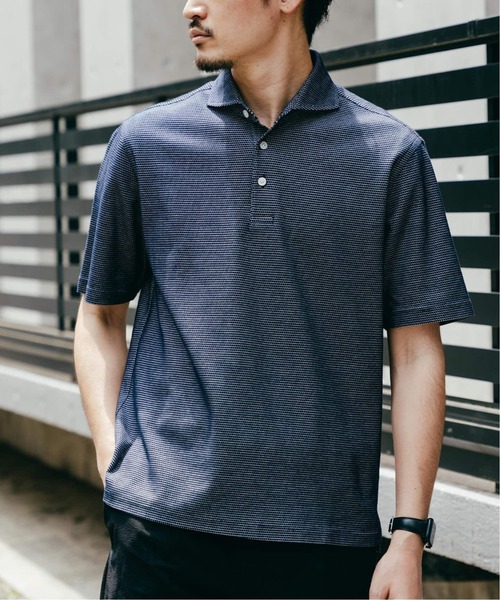 EDIFICE(エディフィス)の「"吸水速乾&高通気機能" COOLMAX ハニカムボーダー ポロシャツ(Tシャツ/カットソー・メンズ・グレー/ブラック/ネイビー/ブルー系その他・SMALL/MEDIUM/LARGE/X-LARGE)」の4枚目の写真