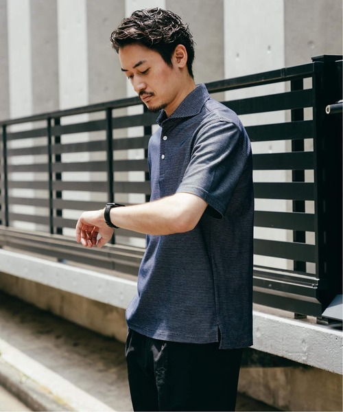 EDIFICE(エディフィス)の「"吸水速乾&高通気機能" COOLMAX ハニカムボーダー ポロシャツ(Tシャツ/カットソー・メンズ・グレー/ブラック/ネイビー/ブルー系その他・SMALL/MEDIUM/LARGE/X-LARGE)」の9枚目の写真