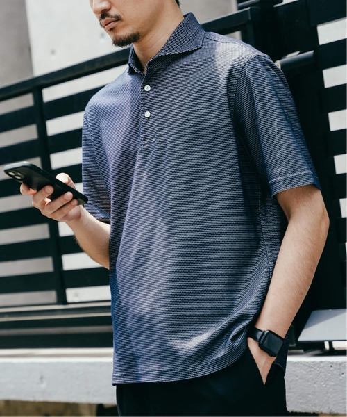 EDIFICE(エディフィス)の「"吸水速乾&高通気機能" COOLMAX ハニカムボーダー ポロシャツ(Tシャツ/カットソー・メンズ・グレー/ブラック/ネイビー/ブルー系その他・SMALL/MEDIUM/LARGE/X-LARGE)」の11枚目の写真