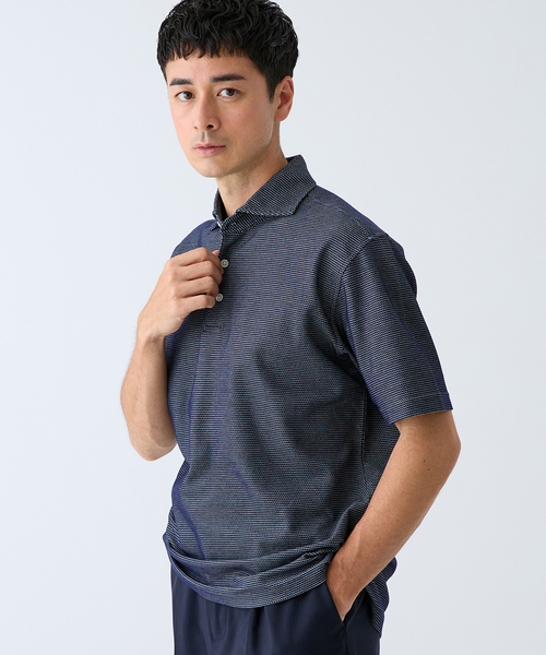 EDIFICE(エディフィス)の「COOLMAX ハニカムボーダー ポロシャツ(Tシャツ/カットソー・メンズ・グレー/ブラック/ネイビー/ブルー系その他/チャコールグレー・SMALL/MEDIUM/LARGE/X-LARGE)」の21枚目の写真