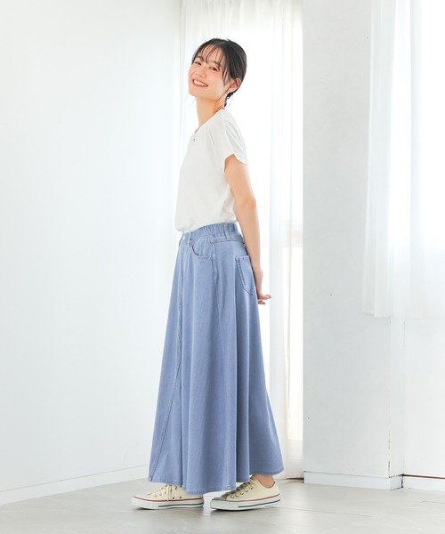 n'OrLABEL(ノアールレーベル)の「【機能素材】『接触冷感ジャージーデニムフレアスカート』(デニムスカート・レディース・ネイビー/ブルー/ブラック/ライトブルー・2/1)」の19枚目の写真