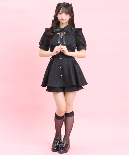 Secret Honey（シークレットハニー）の「ビスチェ切替レースアップセットアップ（セットアップ・レディース・ピンク/ブラック・MEDIUM）」の5枚目の写真
