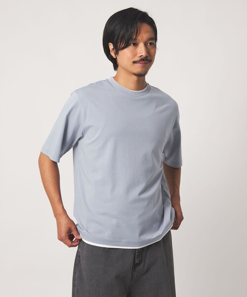 A DAY IN THE LIFE UNITED ARROWS(アデイインザライフユナイテッドアローズ)の「ポンチ エンブロイダリー フェイクレイヤード カットソー-接触冷感-<A DAY IN THE LIFE>(Tシャツ/カットソー・メンズ・ライトピンク/ライトブルー/ブラック/ホワイト/ロイヤルブルー・XL/L/M/S)」の3枚目の写真