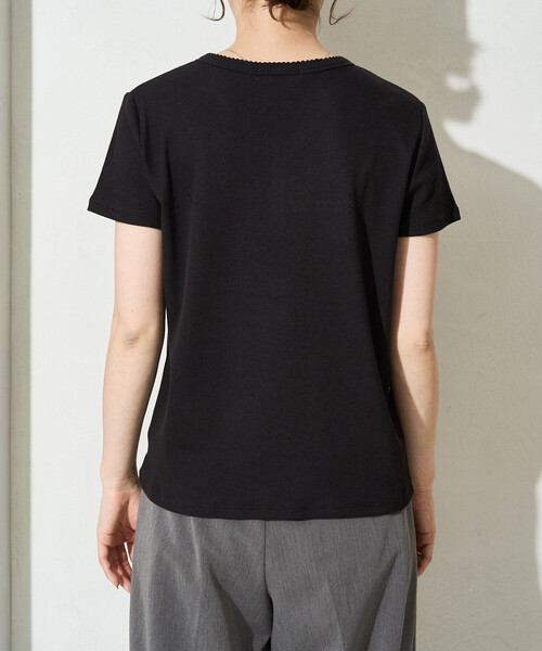 FREAK'S STORE(フリークスストア)の「限定展開 <抗菌防臭・接触冷感>MINT テレコ ピコレース ボタン トップス(Tシャツ/カットソー・レディース・ライトグレー/ナチュラル/ネイビー/オレンジ/モカ/ブラック・フリ-)」の22枚目の写真