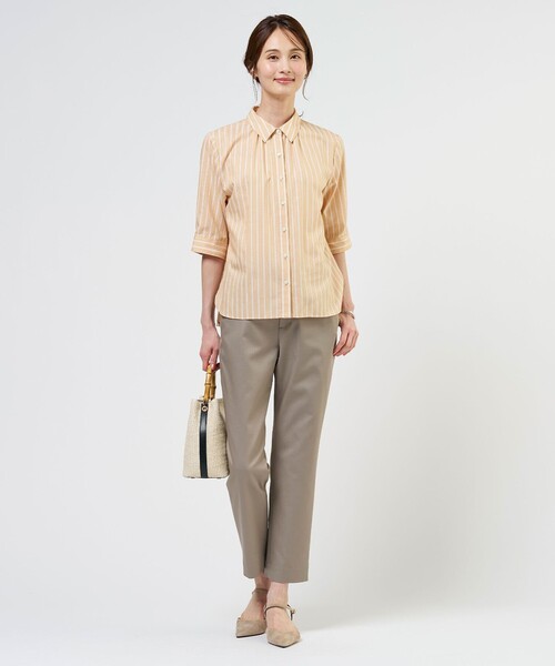 J.PRESS(ジェイプレス)の「【シーンレスに活躍】セルロースカラミストライプ シャツ ブラウス(シャツ/ブラウス・レディース・ホワイト系1/オレンジ系1/スカイブルー系1/ネイビー系1・11/9)」の6枚目の写真